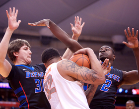 Triche, Southerland focus on getting to line with shots not falling in win over DePaul