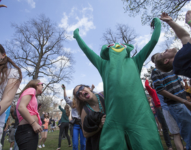 Students celebrate in Walnut Park with costumes, free food, musical performances