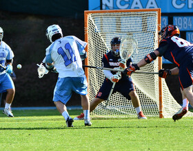 Backup goalie Warren Hill replaces starter Bobby Wardwell at half, has mixed performance in loss to UNC