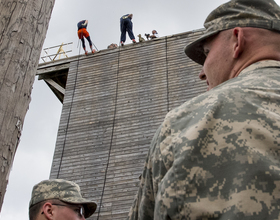 Gallery: Syracuse players test fears by rappelling down 45-foot wall