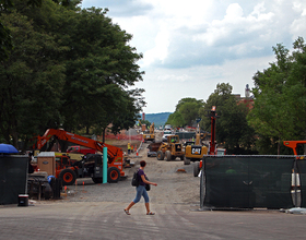 SU construction update: the University Place promenade will be finished a week before classes start