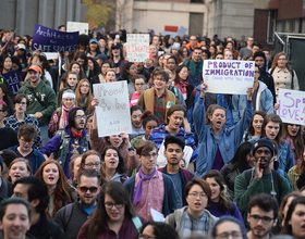 Hundreds of Syracuse University students walk out of classes in nationally organized 'Sanctuary Campus' protest