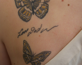 Angela O'Neil remembers father's summer camp letters with tattoo