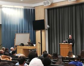 Poet Grady Chambers reads from his book 'North American Stadiums'