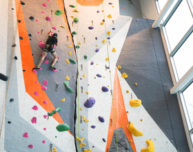 Take advantage of the unique workout the Barnes Center rock wall offers