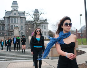 Flash mob on Quad promotes fashion events