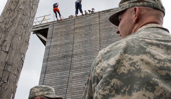 Gallery: Syracuse players test fears by rappelling down 45-foot wall