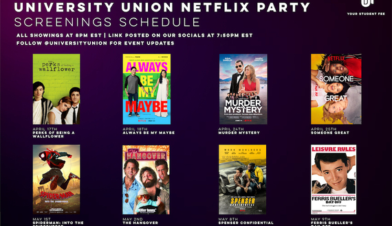 University Union to host weekly Netflix Parties