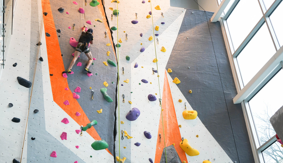 Take advantage of the unique workout the Barnes Center rock wall offers