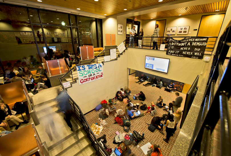 40 students spend night in Crouse-Hinds Hall to protest diversity and transparency issues