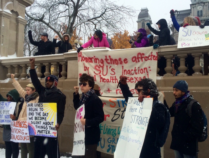 Student protesters rally outside chancellor&#8217;s house, hold vigil on importance of mental health