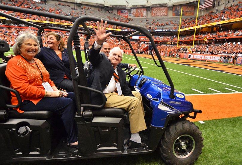 Former Syracuse head coach Dick MacPherson honored during game