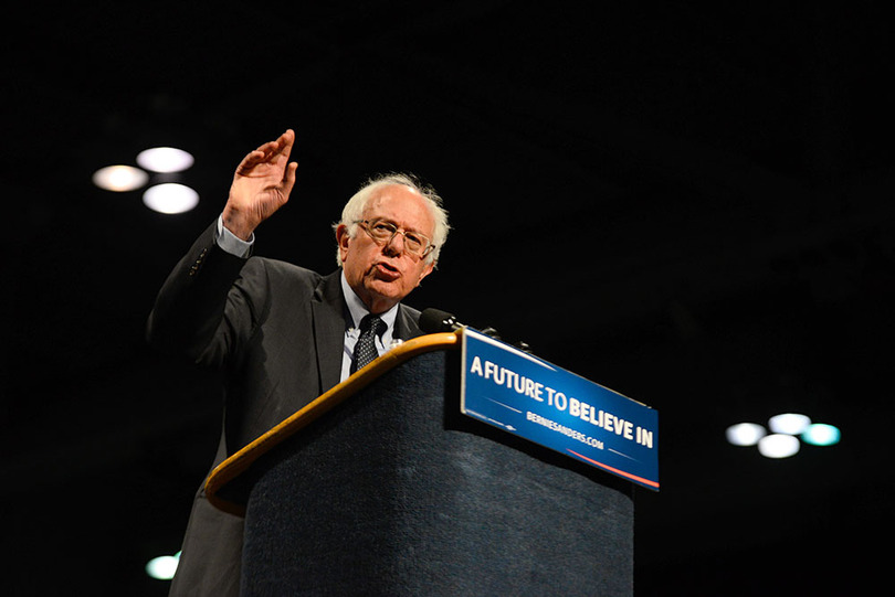 Bernie Sanders speaks on primary initiatives for presidency at rally in Syracuse