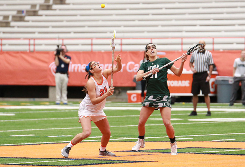 Syracuse women&#8217;s lacrosse overcomes poor performance at the draw circle to slip past USC, 12-11