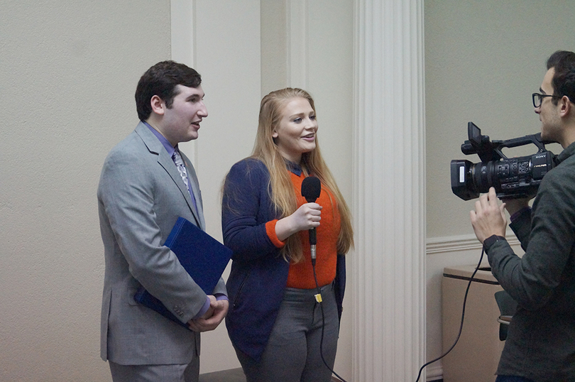 Eric Evangelista and Joyce LaLonde sworn in along with Student Association cabinet