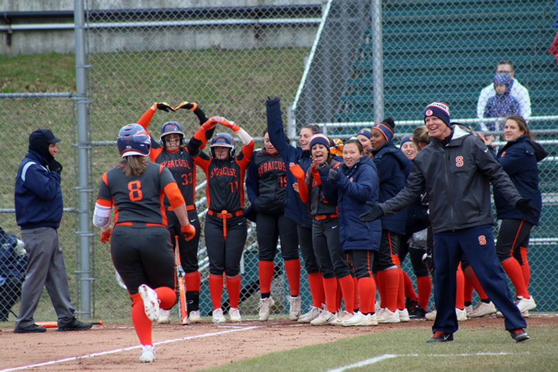 Syracuse softball bonds over unofficial Gnome mascot