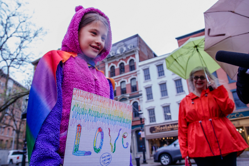 Syracuse community members rally at downtown LGBTQ event, protesting &#8216;religious liberty&#8217; executive order