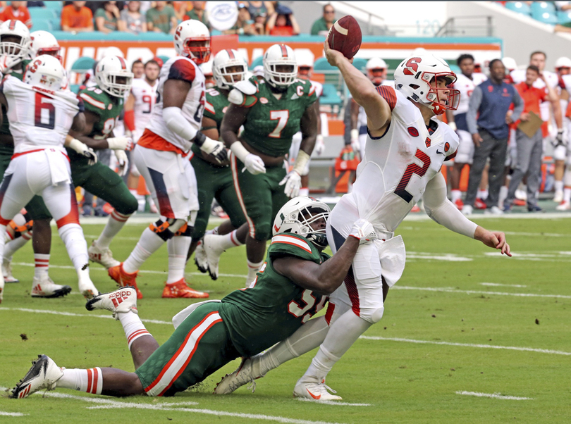 Syracuse&#8217;s upset bid falls short at No. 8 Miami, 27-19