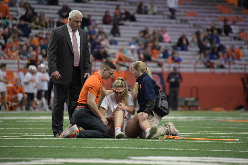 Syracuse draw specialist Morgan Widner left game in first half with right knee injury