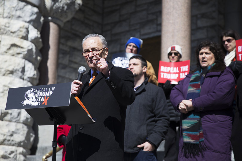 Sen. Chuck Schumer denounces Tax Cuts and Jobs Act during Syracuse rally