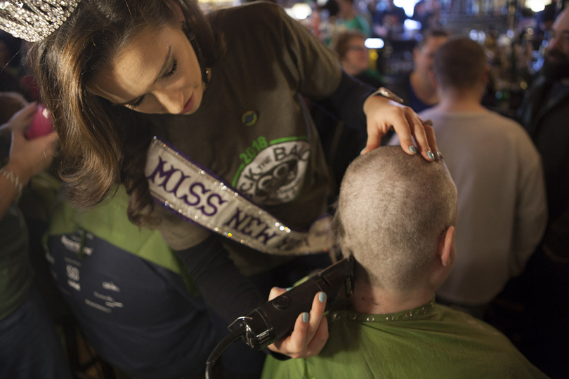 Kitty Hoynes shaves 555 heads for childhood cancer