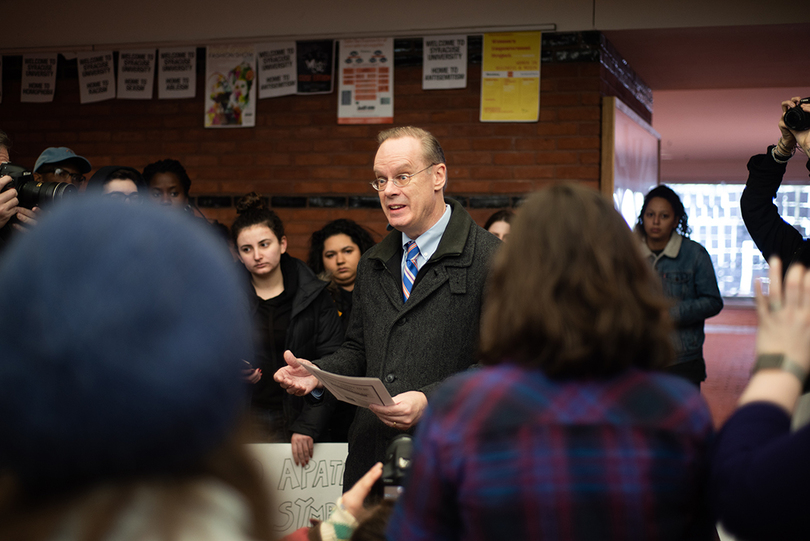 Chancellor Kent Syverud apologizes to students for not attending Hendricks forum