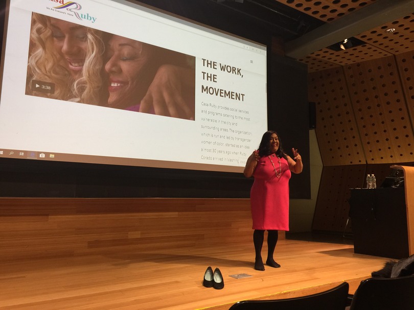 Trans activist Ruby Corado speaks at SU for Trans Day of Remembrance event