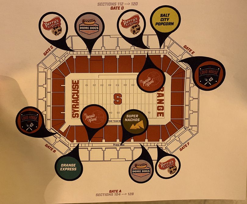 A look at the Carrier Dome’s new concessions locations