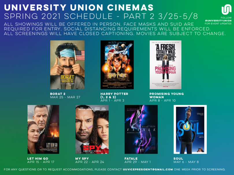 UU announces 9 movies for 2nd half of spring Cinemas schedule