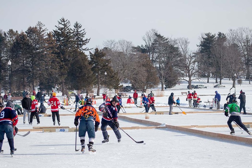 Attendees brave frigid temperatures for Syracuse Pond Hockey Classic