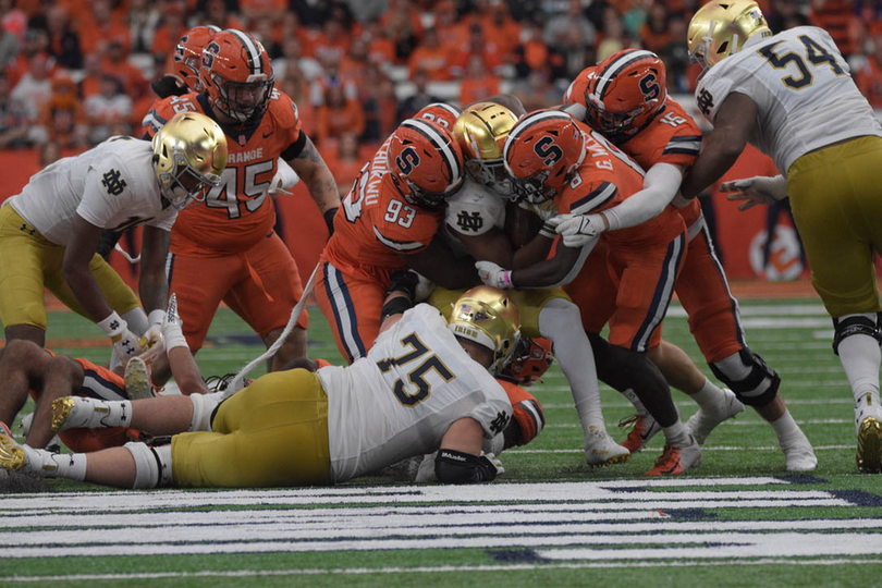 No. 16 Syracuse’s rush defense allows 246 yards in 41-24 loss to Notre Dame