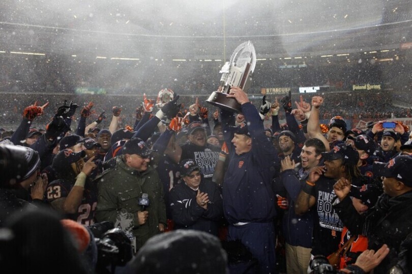 In 2012, SU sent off Doug Marrone with a win over West Virginia at Pinstripe Bowl