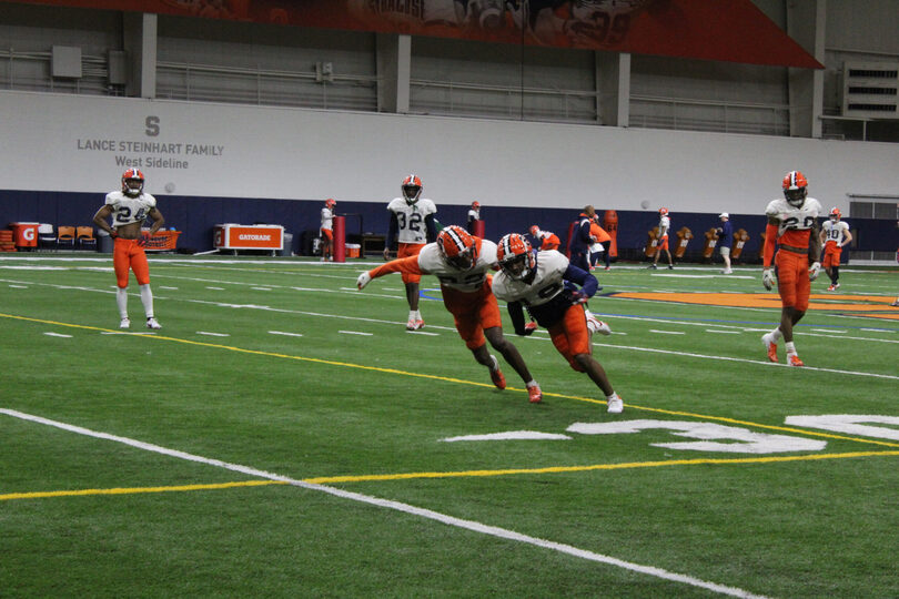 Notebook: Inside the running backs room, young receivers shine in spring practice week 3