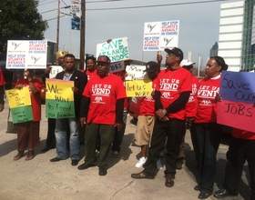 Street vendors in Atlanta protest city ordinance prohibiting obstruction of sidewalks