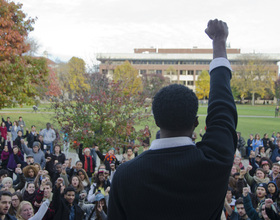 Students hold rally, stage sit-in to promote diversity, transparency at Syracuse University