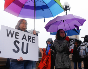 Gallery: Syracuse University students, faculty rally outside Hall of Languages to support THE General Body