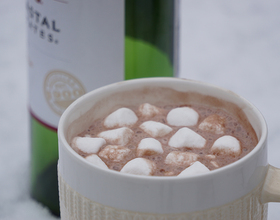 Mix red wine and hot chocolate for a warm, rich drink