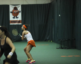 Maria Tritou falls in doubles, and after early lead, in singles as Syracuse falls to Duke