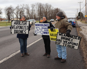 Anti-drone group protests at Syracuse Hancock International Airport