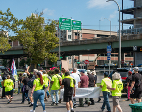 Demonstrators march for local hiring, environmental justice in I-81 project