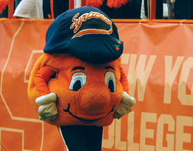 Ripened: SU's official mascot for 15 years, Otto the Orange has grown as university icon