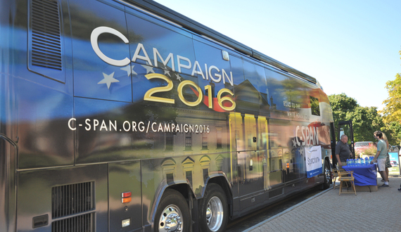 C-SPAN bus makes brief stops at Onondaga Community College, LeMoyne College