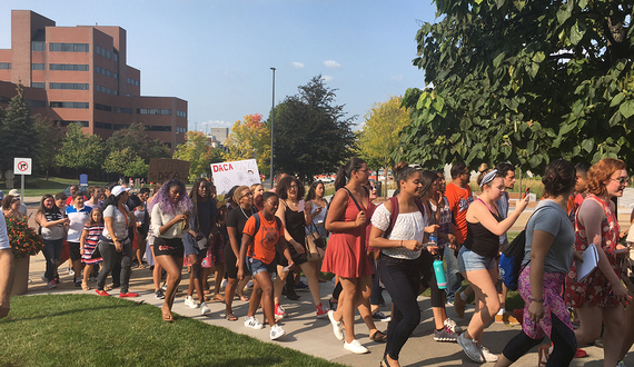 Students, alumni march across Syracuse University campus to protest uncertain future of DACA