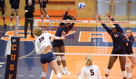 Syracuse&#8217;s defense helps fend off Virginia in straight-set victory