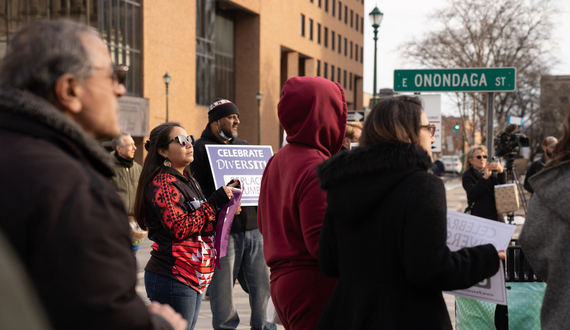 Dozens protest verdict to keep Columbus statue in Syracuse&#8217;s center