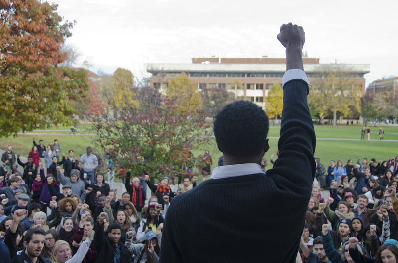 Students hold rally, stage sit-in to promote diversity, transparency at Syracuse University