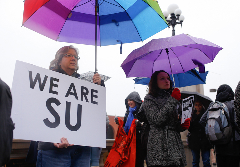 Gallery: Syracuse University students, faculty rally outside Hall of Languages to support THE General Body