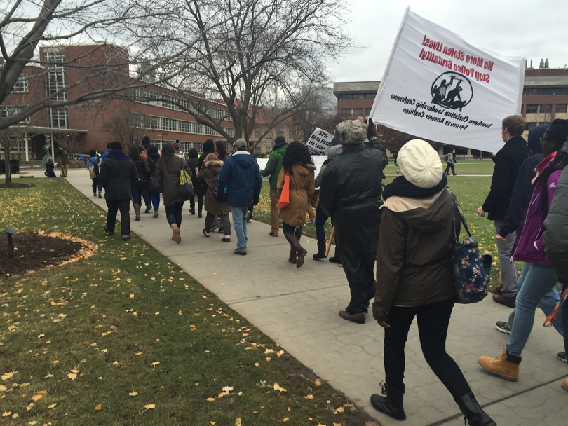 Syracuse University community members march for Mike Brown, reflect on events in Ferguson