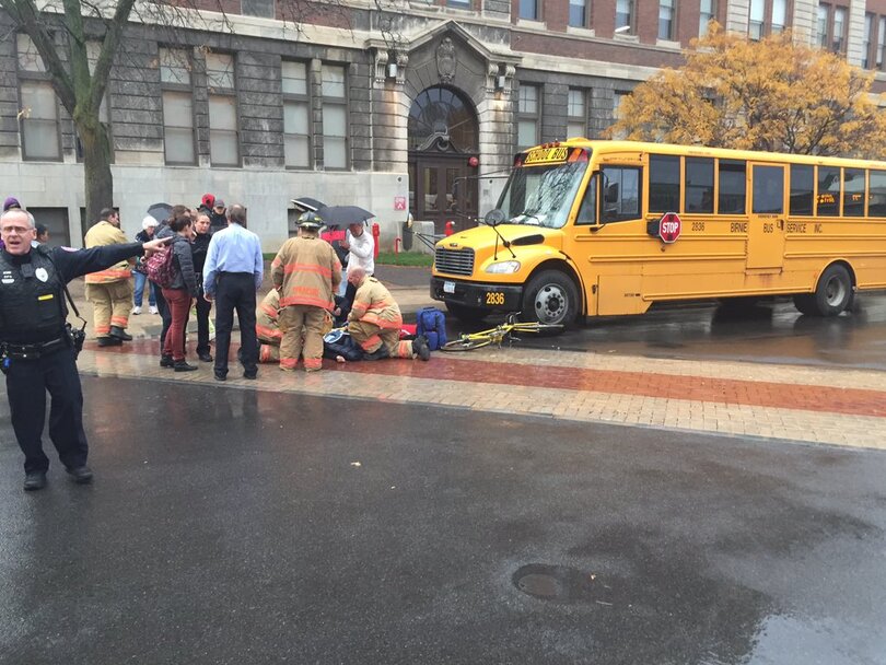 Student biker injured in bus accident on College Place