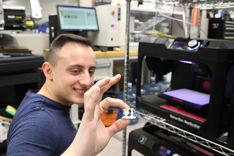 Senior supervises 3D printers, laser engravers in MakerSpace